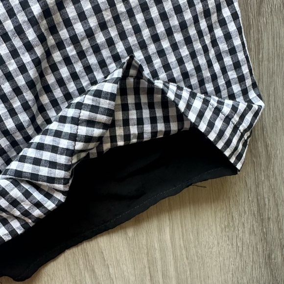 Black and white checked off the shoulder short summer dress - Picture 2 of 2